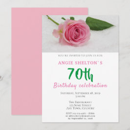 Rosa Blume Floral 70. Geburtstagsparty Einladung
