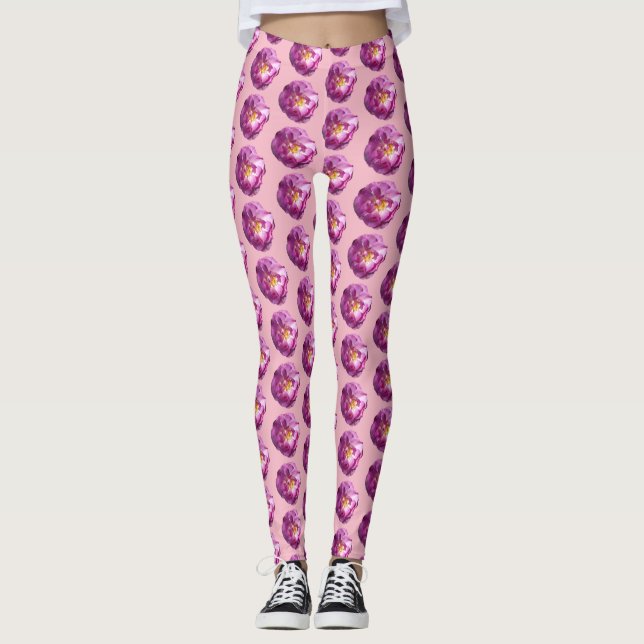 Rosa Blume Foto Custom Leggings (Vorderseite)