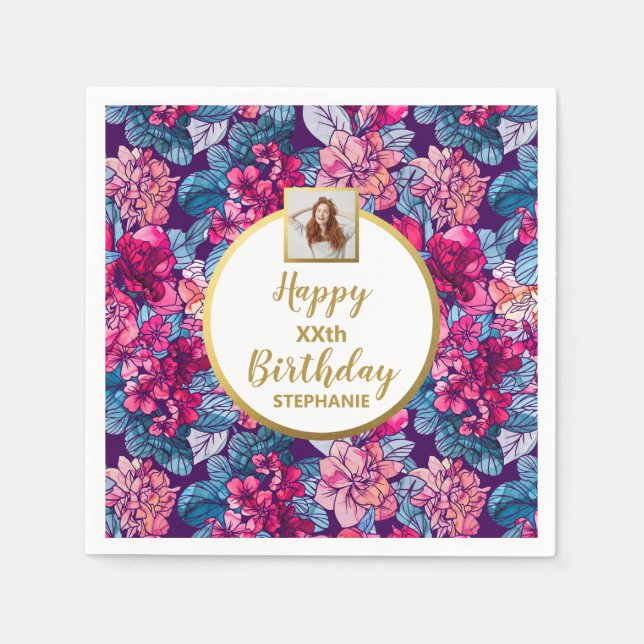 Rosa Blume, Foto, jedes Alter, Geburtsdatum Serviette (Vorderseite)