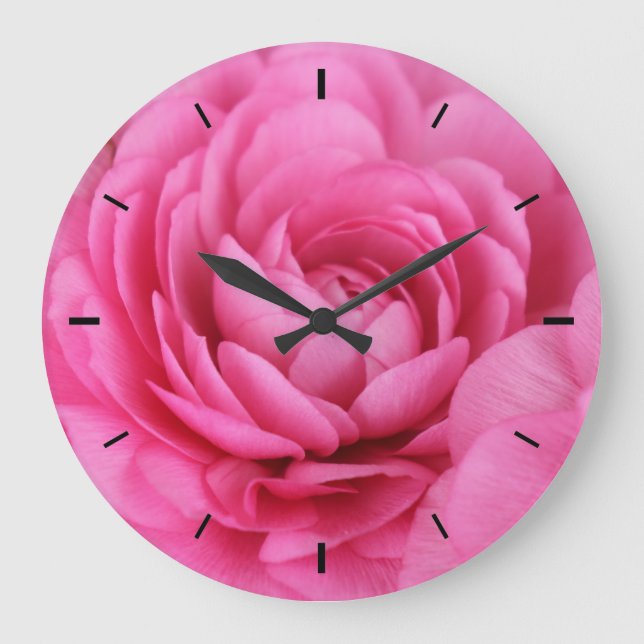 Rosa Blume Fotografie Große Uhr (Vorderseite)