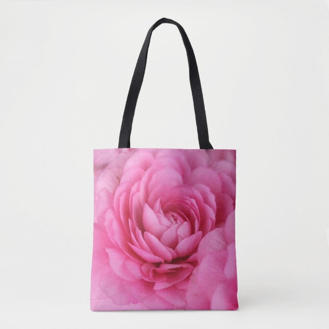 Rosa Blume Fotografie Monogramm Tasche (Vorderseite)