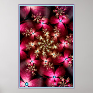 Rosa Blume Fraktal Poster
