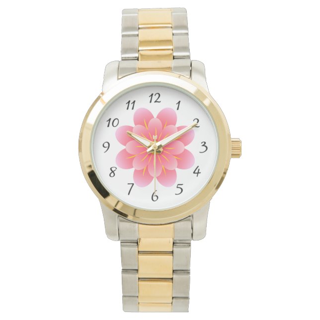 Rosa Blume Frauenschau Armbanduhr (Vorderseite)