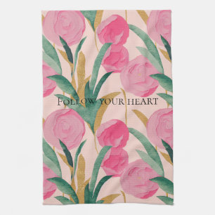 Rosa Blume Geschirrtuch