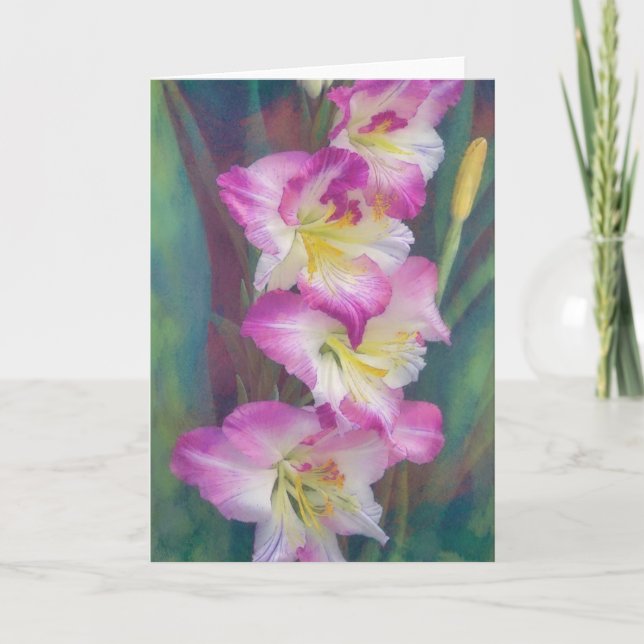 Rosa Blume Gladiolus Art Note Card Karte (Vorderseite)