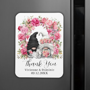 Rosa Blume Gnome Wedding Danke Karte Magnet