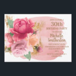 Rosa Blume Gold Glitzer 30. Geburtstag Party Einladung<br><div class="desc">Elegant botanisch mit rot-rosa Blüte (Rose) und glitzerndes Gold auf rosa und weiße Wasserfarbe 30. Geburtstag Party Einladung für Frauen. Kontaktieren Sie uns für Hilfe bei der Anpassung oder um passende Produkte anzufordern.</div>