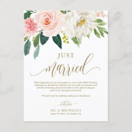 Rosa Blume Gold Just Married Foto Hochzeit Postkarte