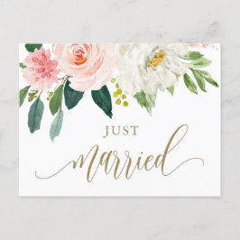 Rosa Blume Gold Nur verheiratet Postkarte