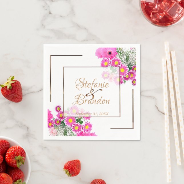 Rosa Blume/Goldreinigung Serviette (Beispiel)