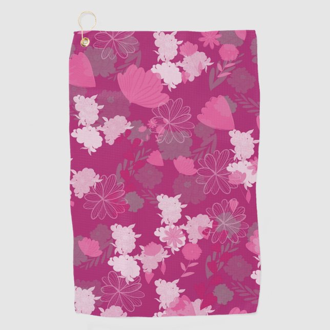 rosa Blume Golfhandtuch (Vorderseite)