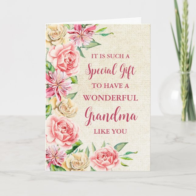 Rosa Blume Grandma Happy Mother Day Card Karte (Vorderseite)