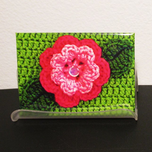 Rosa Blume Grass Green Leaf Kunsthandwerk Crochet  Magnet (Von Creator hochgeladen)