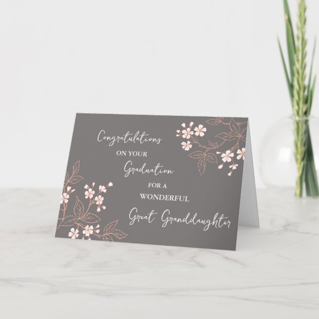 Rosa Blume Große Enkeltochter Abschluss Karte (Vorderseite)