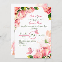 Rosa Blume Grün Blätter Schmetterlinge Hochzeit