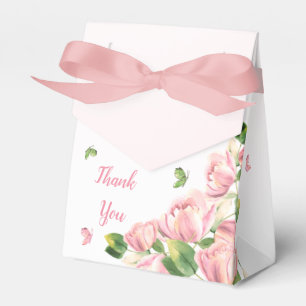 Rosa Blume Grün Blätter Schmetterlinge Hochzeit Geschenkschachtel