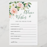 Rosa Blume Grün - Ratschläge und Wünsche Karte<br><div class="desc">Blush Pink Blume Greenery Advice & Wishings Card. Persönlich mit dem Namen der Braut und dem Datum der Dusche. Für weitere Anpassungen klicken Sie bitte auf den Link "Weiter anpassen". Wenn Sie Hilfe benötigen,  kontaktieren Sie mich bitte.</div>