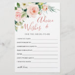 Rosa Blume Grün - Ratschläge und Wünsche Karte<br><div class="desc">Blush Pink Blume Greenery Advice & Wishings Card. Persönlich mit dem Namen der Braut und dem Datum der Dusche. Für weitere Anpassungen klicken Sie bitte auf den Link "Weiter anpassen". Wenn Sie Hilfe benötigen,  kontaktieren Sie mich bitte.</div>