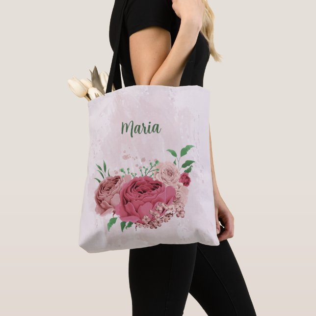 Rosa Blume, grüne Blätter (Von Nahem)