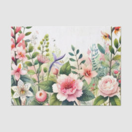 Rosa Blume Grüne Blätter Seidenpapier