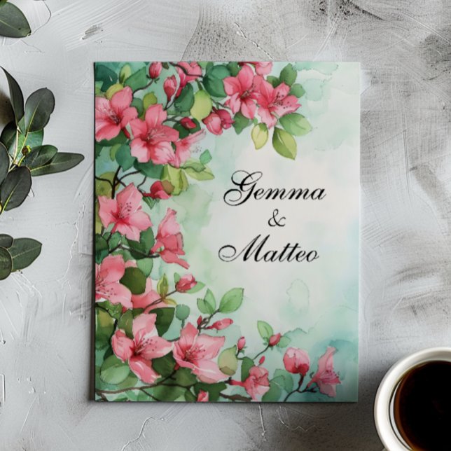 Rosa Blume Grüne Hochzeit Einladung (Von Creator hochgeladen)