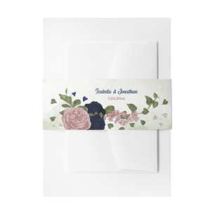 Rosa Blume Grüne Hochzeit Einladungsbanderole