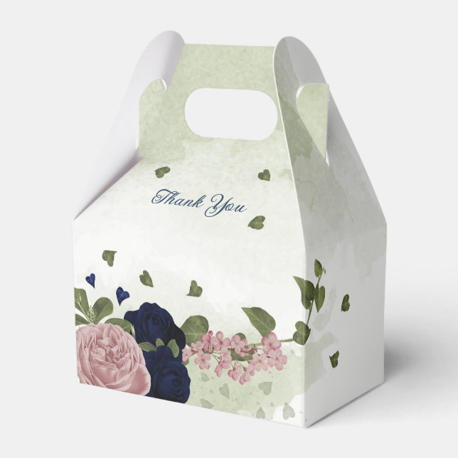 Rosa Blume Grüne Hochzeit Geschenkschachtel (Vorderseite)