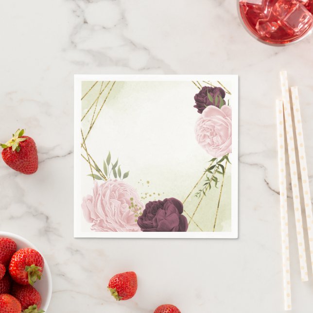 Rosa Blume Grüne Hochzeit Serviette (Beispiel)