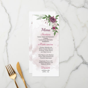 Rosa Blume Grüne Hochzeitskarte Menükarte