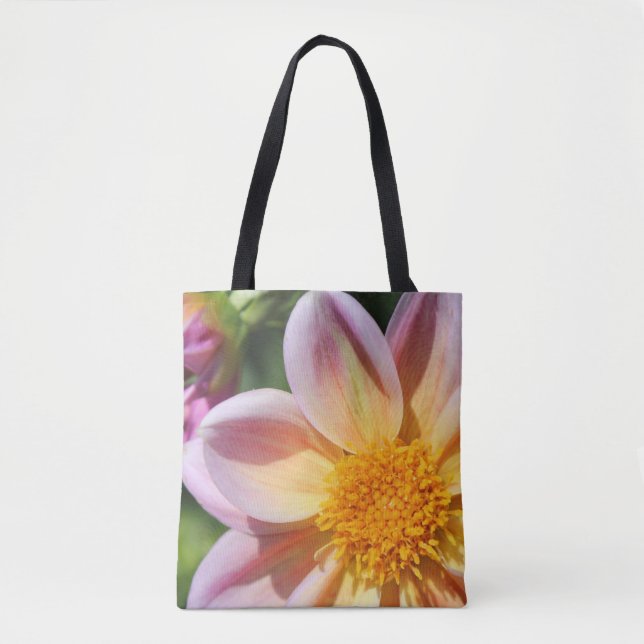 rosa Blume, hellgelbes Zentrum - Makro-Foto (Vorderseite)