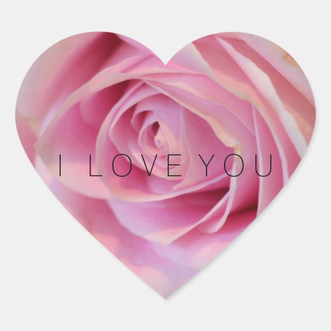 Rosa Blume Herz-Aufkleber (Vorderseite)