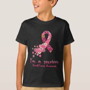 Rosa Blume Herz Ich bin ein Überlebender Breastkre T-Shirt