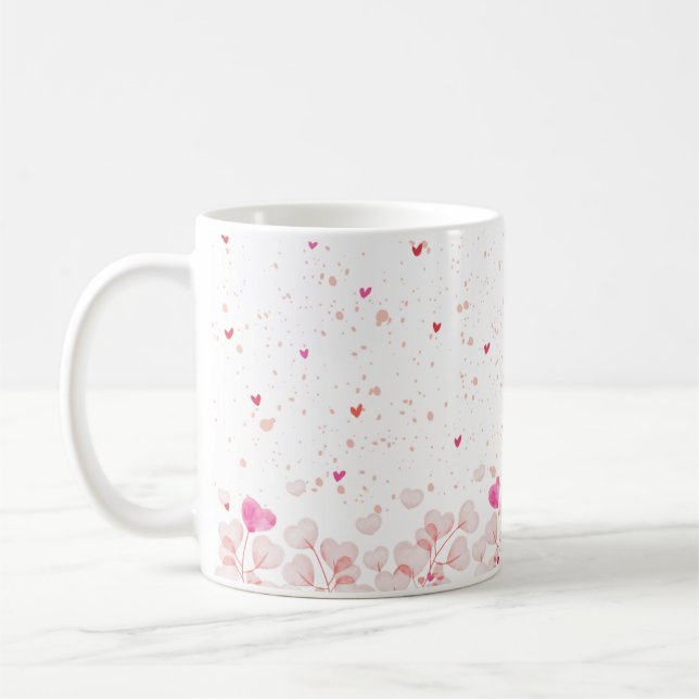 Rosa Blume Herz Kaffee Tasse (Links)