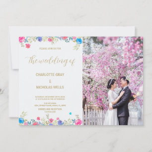 Rosa Blume Hochzeit Einladungen mit Foto