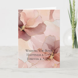 Rosa Blume Hochzeit in Gold Karte