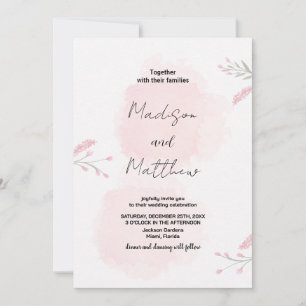 Rosa Blume Hochzeitseinladungen Einladung
