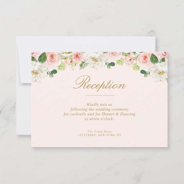 Rosa Blume Hochzeitskarte RSVP Karte (Vorderseite)