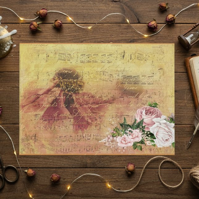 Rosa Blume Hübsch Decoupage Vintag Ephemere Seidenpapier (Von Creator hochgeladen)