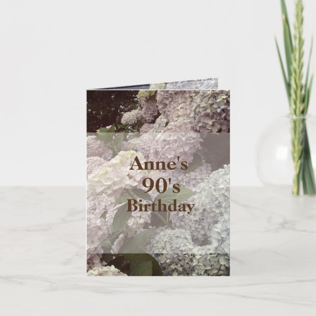 Rosa Blume Hydrangea 90. Geburtstagskarte Karte (Vorderseite)