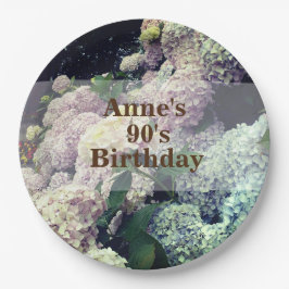 Rosa Blume Hydrangea 90. Geburtstagspopplate Pappteller