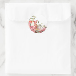 Rosa Blume im Aquarellkor Runder Aufkleber