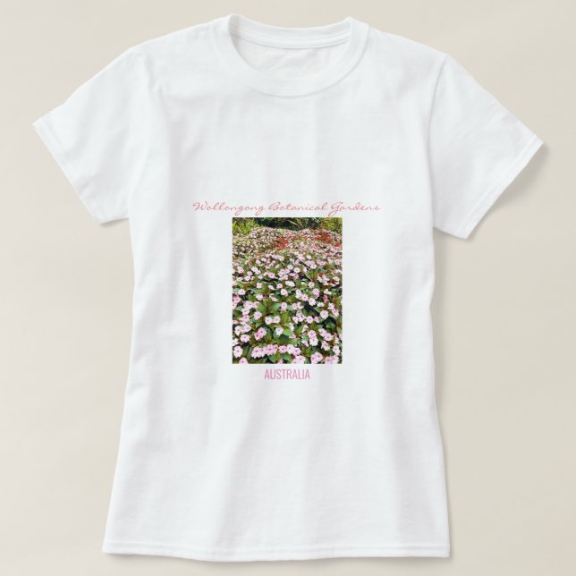 Rosa Blume im botanischen Garten NSW T-Shirt (Design vorne)