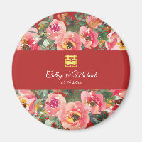 Rosa Blume im Hintergrund Doppelglückssymbol