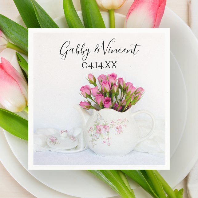 Rosa Blume im Teekessel Hochzeit Serviette (Von Creator hochgeladen)