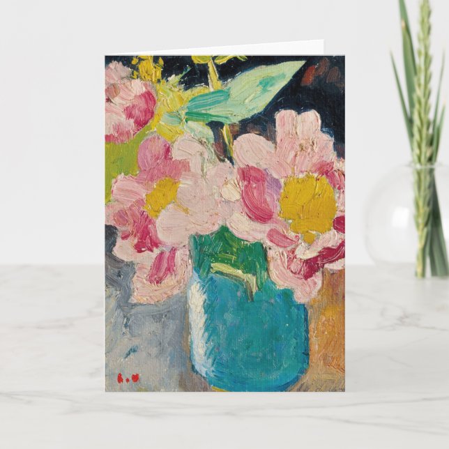 Rosa Blume in einer Blauen Vase | Louis Valtat Karte (Vorderseite)