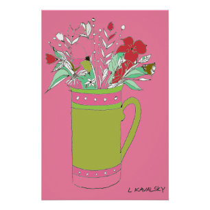 Rosa Blume in einer Tasse Poster