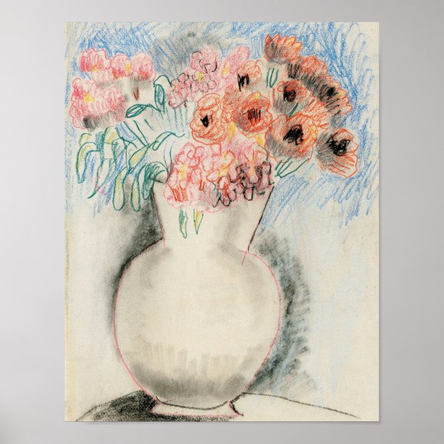 Rosa Blume in einer Vase | Christopher Wood Poster (Vorne)