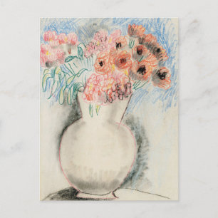 Rosa Blume in einer Vase   Christopher Wood Postkarte