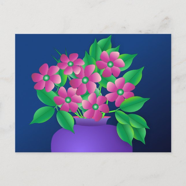 Rosa Blume in einer Vase Postkarte (Vorderseite)