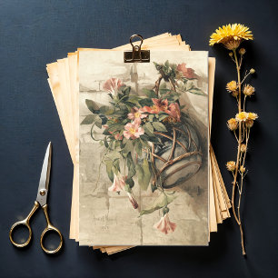 Rosa Blume in Hängevase, Entfärbung Seidenpapier